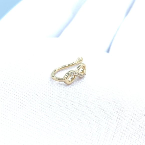 CZ Infinity Sign 24 KT Gold Plated Nose Cuff Fake Nose Rings No Piercing Jewelry - Picture 3 of 5